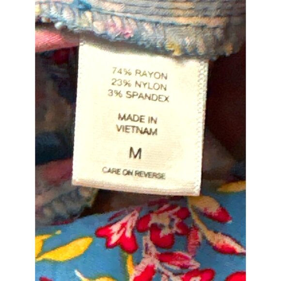 7th Avenue Design Studio Medium Chic Floral Tapered Pants Red Yellow Blue Stretc - Picture 8 of 12